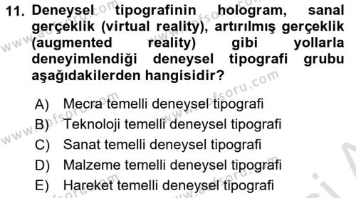 İleri Tipografi Dersi 2023 - 2024 Yılı (Vize) Ara Sınavı 11. Soru