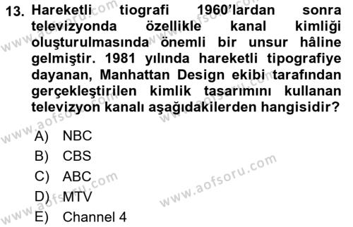 İleri Tipografi Dersi 2023 - 2024 Yılı (Vize) Ara Sınavı 13. Soru