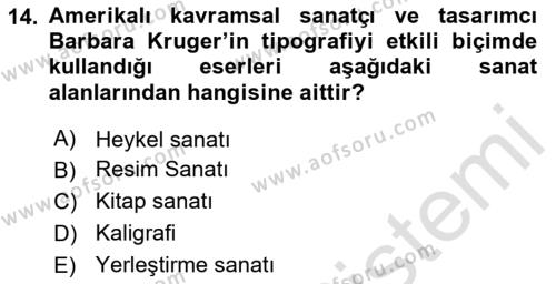 İleri Tipografi Dersi 2023 - 2024 Yılı (Vize) Ara Sınavı 14. Soru