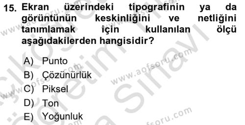 İleri Tipografi Dersi 2023 - 2024 Yılı (Vize) Ara Sınavı 15. Soru