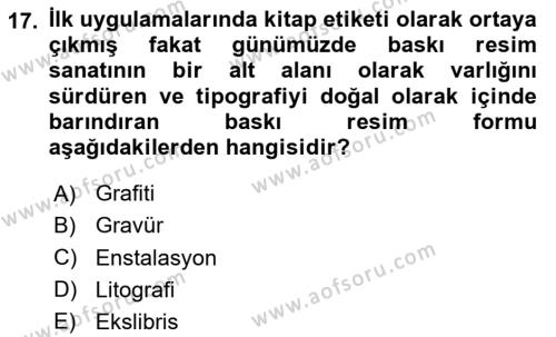 İleri Tipografi Dersi 2023 - 2024 Yılı (Vize) Ara Sınavı 17. Soru