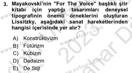 İleri Tipografi Dersi 2023 - 2024 Yılı (Vize) Ara Sınavı 3. Soru