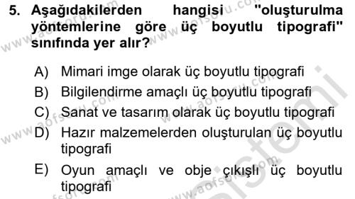 İleri Tipografi Dersi 2023 - 2024 Yılı (Vize) Ara Sınavı 5. Soru