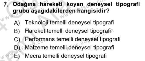 İleri Tipografi Dersi 2023 - 2024 Yılı (Vize) Ara Sınavı 7. Soru