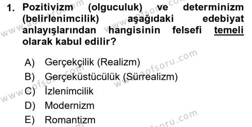 Sanatta Eleştirel Düşünce Dersi 2022 - 2023 Yılı (Vize) Ara Sınavı 1. Soru