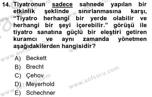 Sanatta Eleştirel Düşünce Dersi 2022 - 2023 Yılı (Vize) Ara Sınavı 14. Soru