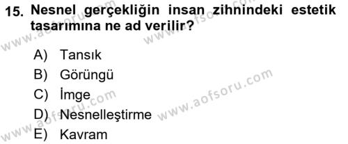 Sanatta Eleştirel Düşünce Dersi 2022 - 2023 Yılı (Vize) Ara Sınavı 15. Soru