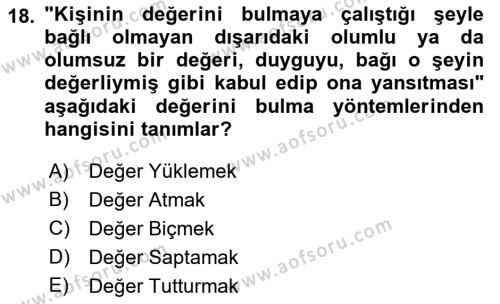 Sanatta Eleştirel Düşünce Dersi 2022 - 2023 Yılı (Vize) Ara Sınavı 18. Soru