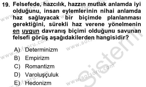 Sanatta Eleştirel Düşünce Dersi 2022 - 2023 Yılı (Vize) Ara Sınavı 19. Soru