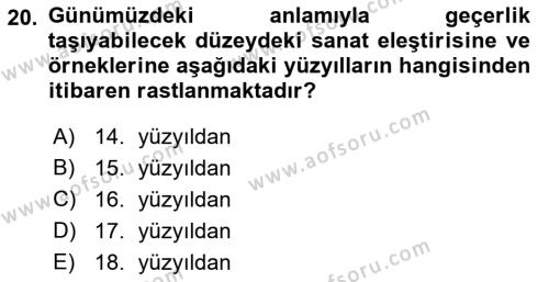 Sanatta Eleştirel Düşünce Dersi 2022 - 2023 Yılı (Vize) Ara Sınavı 20. Soru