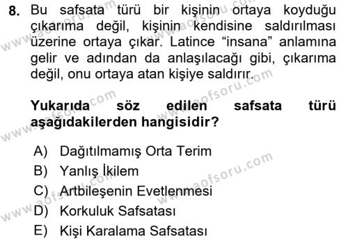 Sanatta Eleştirel Düşünce Dersi 2022 - 2023 Yılı (Vize) Ara Sınavı 8. Soru