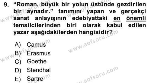 Sanatta Eleştirel Düşünce Dersi 2022 - 2023 Yılı (Vize) Ara Sınavı 9. Soru