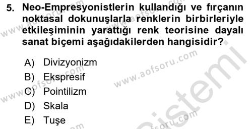 Sanatta Eleştirel Düşünce Dersi 2022 - 2023 Yılı (Final) Dönem Sonu Sınavı 5. Soru