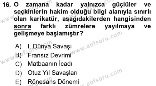 Sanatta Eleştirel Düşünce Dersi 2022 - 2023 Yılı Yaz Okulu Sınavı 16. Soru