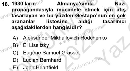 Sanatta Eleştirel Düşünce Dersi 2022 - 2023 Yılı Yaz Okulu Sınavı 18. Soru