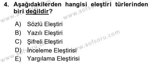 Sanatta Eleştirel Düşünce Dersi 2022 - 2023 Yılı Yaz Okulu Sınavı 4. Soru