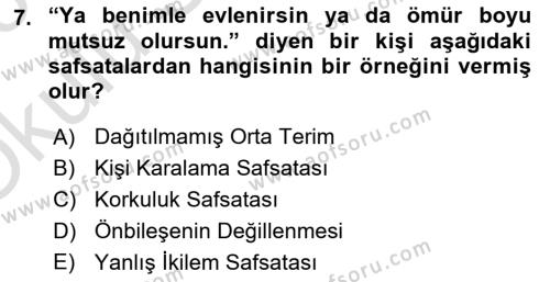 Sanatta Eleştirel Düşünce Dersi 2022 - 2023 Yılı Yaz Okulu Sınavı 7. Soru