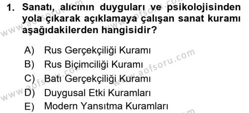 Sanatta Eleştirel Düşünce Dersi 2023 - 2024 Yılı (Vize) Ara Sınavı 1. Soru