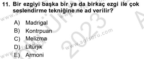 Sanatta Eleştirel Düşünce Dersi 2023 - 2024 Yılı (Vize) Ara Sınavı 11. Soru