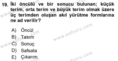 Sanatta Eleştirel Düşünce Dersi 2023 - 2024 Yılı (Vize) Ara Sınavı 19. Soru