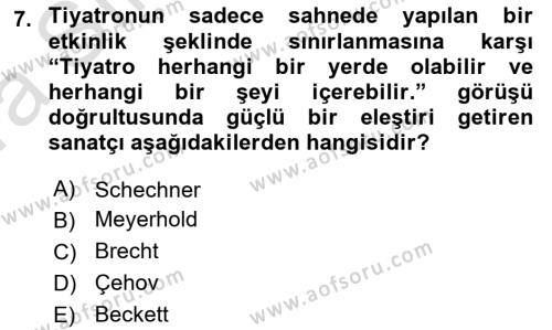 Sanatta Eleştirel Düşünce Dersi 2023 - 2024 Yılı (Vize) Ara Sınavı 7. Soru