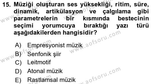 Sanatta Eleştirel Düşünce Dersi 2023 - 2024 Yılı (Final) Dönem Sonu Sınavı 15. Soru