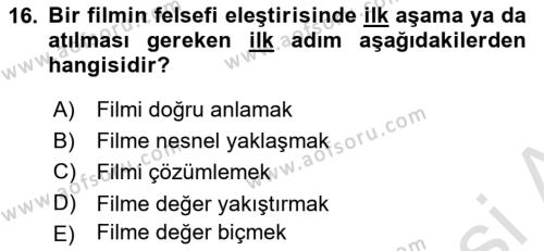 Sanatta Eleştirel Düşünce Dersi 2023 - 2024 Yılı (Final) Dönem Sonu Sınavı 16. Soru