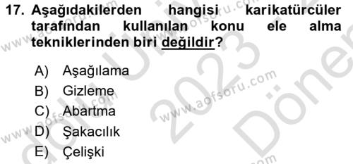 Sanatta Eleştirel Düşünce Dersi 2023 - 2024 Yılı (Final) Dönem Sonu Sınavı 17. Soru