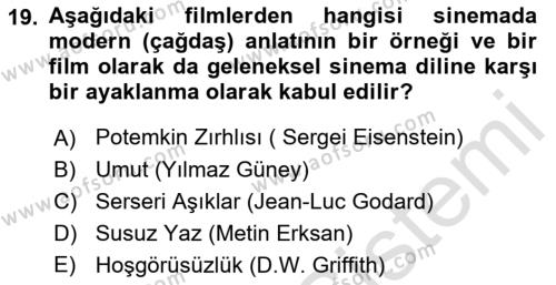 Sanatta Eleştirel Düşünce Dersi 2023 - 2024 Yılı (Final) Dönem Sonu Sınavı 19. Soru