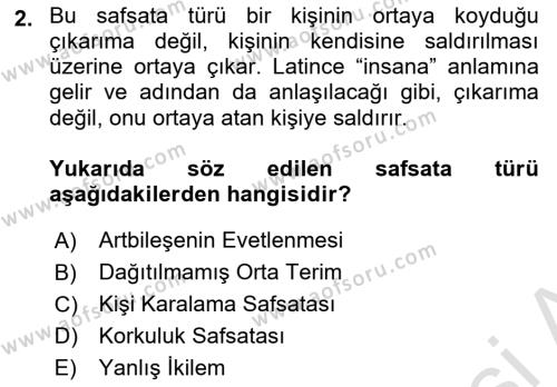 Sanatta Eleştirel Düşünce Dersi 2023 - 2024 Yılı (Final) Dönem Sonu Sınavı 2. Soru