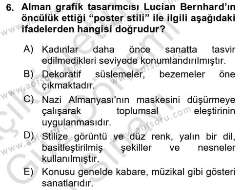 Sanatta Eleştirel Düşünce Dersi 2023 - 2024 Yılı (Final) Dönem Sonu Sınavı 6. Soru