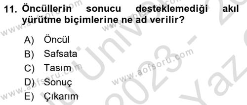 Sanatta Eleştirel Düşünce Dersi 2023 - 2024 Yılı Yaz Okulu Sınavı 11. Soru