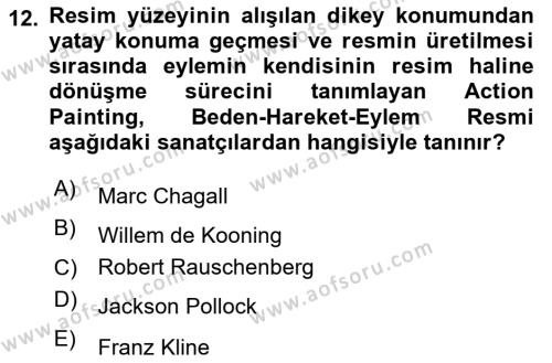 Sanatta Eleştirel Düşünce Dersi 2023 - 2024 Yılı Yaz Okulu Sınavı 12. Soru