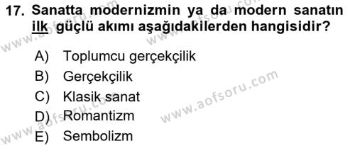 Sanatta Eleştirel Düşünce Dersi 2023 - 2024 Yılı Yaz Okulu Sınavı 17. Soru