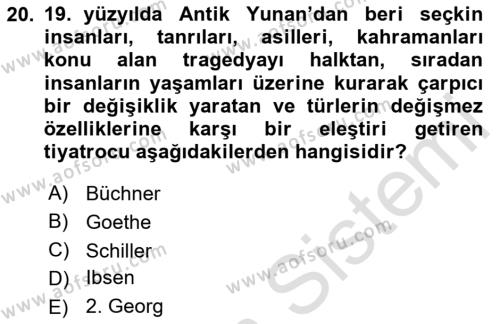 Sanatta Eleştirel Düşünce Dersi 2023 - 2024 Yılı Yaz Okulu Sınavı 20. Soru