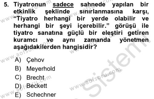 Sanatta Eleştirel Düşünce Dersi 2023 - 2024 Yılı Yaz Okulu Sınavı 5. Soru