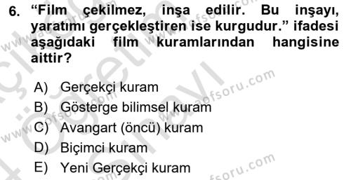 Sanatta Eleştirel Düşünce Dersi 2023 - 2024 Yılı Yaz Okulu Sınavı 6. Soru