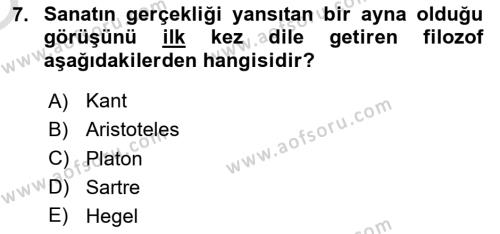 Sanatta Eleştirel Düşünce Dersi 2023 - 2024 Yılı Yaz Okulu Sınavı 7. Soru