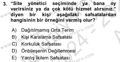 Sanatta Eleştirel Düşünce Dersi 2024 - 2025 Yılı (Vize) Ara Sınavı 3. Soru