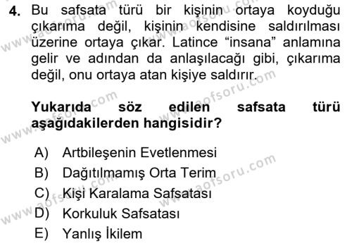 Sanatta Eleştirel Düşünce Dersi 2024 - 2025 Yılı (Vize) Ara Sınavı 4. Soru