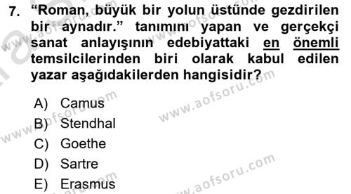 Sanatta Eleştirel Düşünce Dersi 2024 - 2025 Yılı (Vize) Ara Sınavı 7. Soru