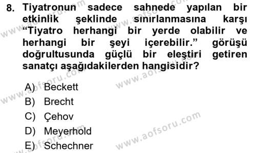 Sanatta Eleştirel Düşünce Dersi 2024 - 2025 Yılı (Vize) Ara Sınavı 8. Soru