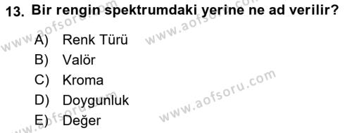 Dijital Grafik Üretim Ve Çoğaltım Teknikleri Dersi 2022 - 2023 Yılı Yaz Okulu Sınavı 13. Soru