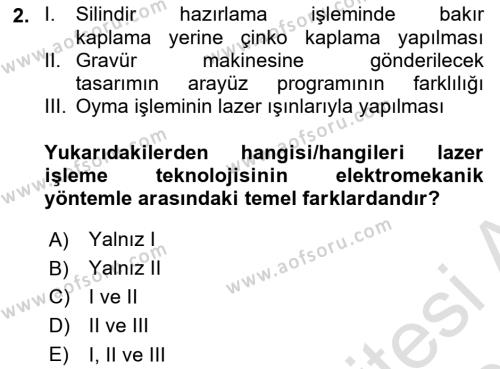 Dijital Grafik Üretim Ve Çoğaltım Teknikleri Dersi 2022 - 2023 Yılı Yaz Okulu Sınavı 2. Soru