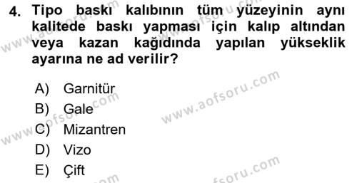 Dijital Grafik Üretim Ve Çoğaltım Teknikleri Dersi 2022 - 2023 Yılı Yaz Okulu Sınavı 4. Soru