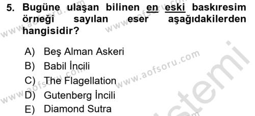 Dijital Grafik Üretim Ve Çoğaltım Teknikleri Dersi 2022 - 2023 Yılı Yaz Okulu Sınavı 5. Soru