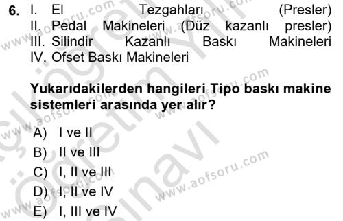 Dijital Grafik Üretim Ve Çoğaltım Teknikleri Dersi 2022 - 2023 Yılı Yaz Okulu Sınavı 6. Soru