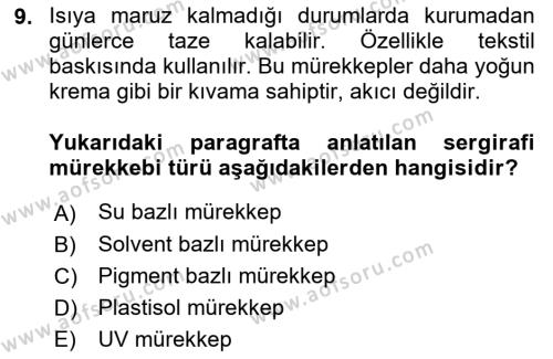 Dijital Grafik Üretim Ve Çoğaltım Teknikleri Dersi 2022 - 2023 Yılı Yaz Okulu Sınavı 9. Soru