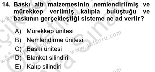 Dijital Grafik Üretim Ve Çoğaltım Teknikleri Dersi 2023 - 2024 Yılı (Vize) Ara Sınavı 14. Soru