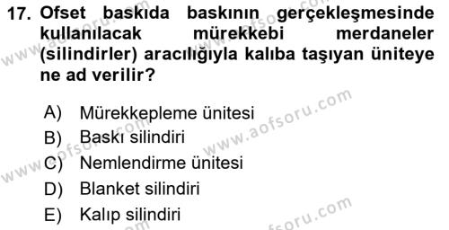 Dijital Grafik Üretim Ve Çoğaltım Teknikleri Dersi 2023 - 2024 Yılı (Vize) Ara Sınavı 17. Soru